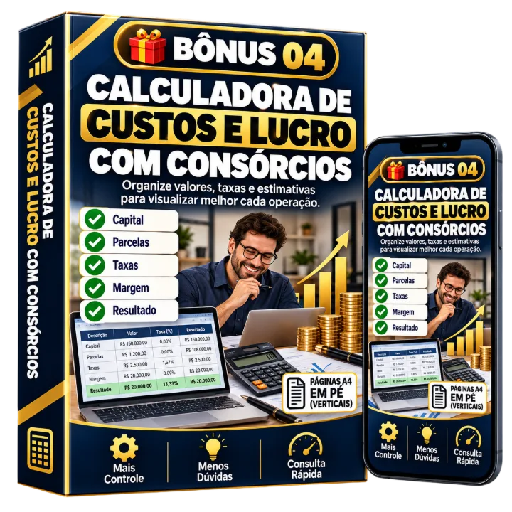 Mockup Bônus 4: Calculadora de Custos e Lucro com Consórcios